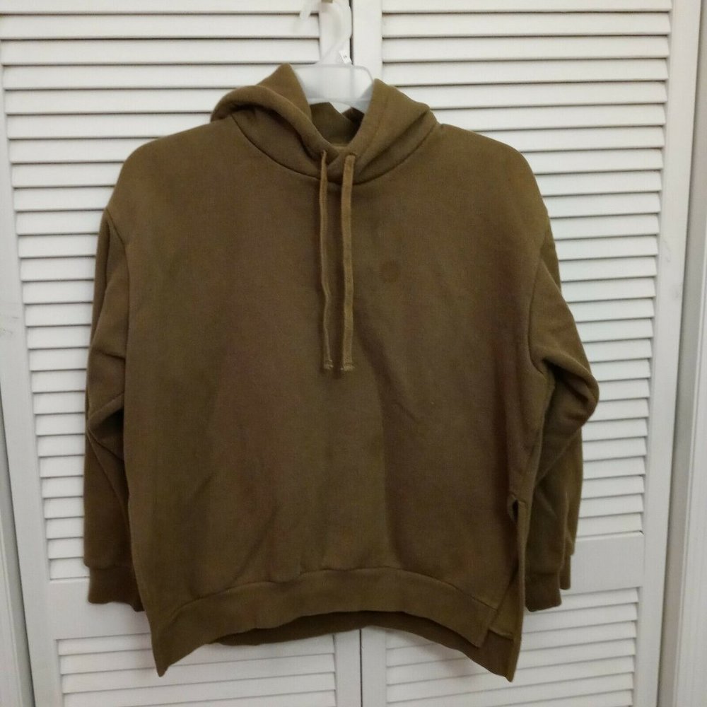 Everlane Womens Hoodie Green Long Sleeve Pullover Side Slits Size Large